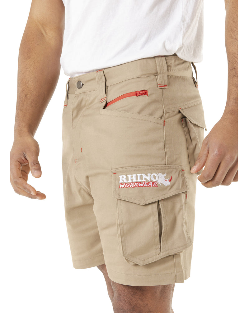 Mens Work Shorts Flexible Durable Tough - Beige Khaki [ SIZE 32 ]