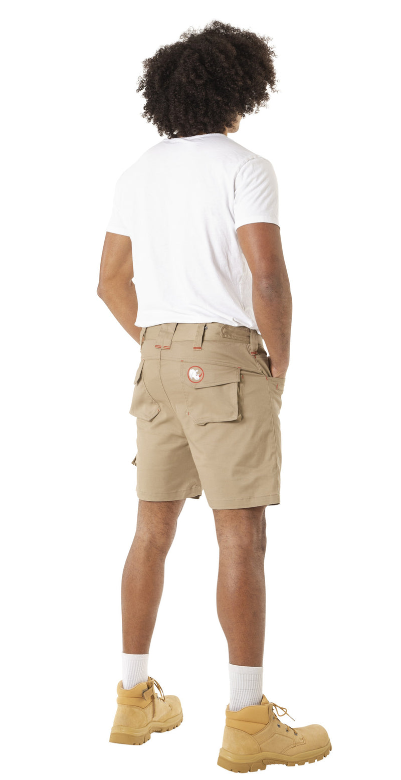 Mens Work Shorts Flexible Durable Tough - Beige Khaki [ SIZE 34]