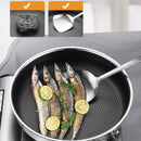 Stainless Steel Frying Pan Non-Stick Cooking Frypan Cookware 28cm Honeycomb Double Sided