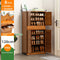 10 Tier Bamboo Large Capacity Storage Shelf Shoe Rack Cabinet 6 Doors with 1 Drawer Natural