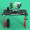 140cm RGB Gaming Desk Home Office Carbon Fiber Led Lights Game Racer Computer PC Table Z-Shaped Red