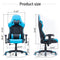 Gaming Chair Ergonomic Racing chair 165° Reclining Gaming Seat 3D Armrest Footrest Black Blue