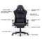 7 RGB Lights Bluetooth Speaker Gaming Chair Ergonomic Racing chair 165° Reclining Gaming Seat 4D Armrest Footrest Black