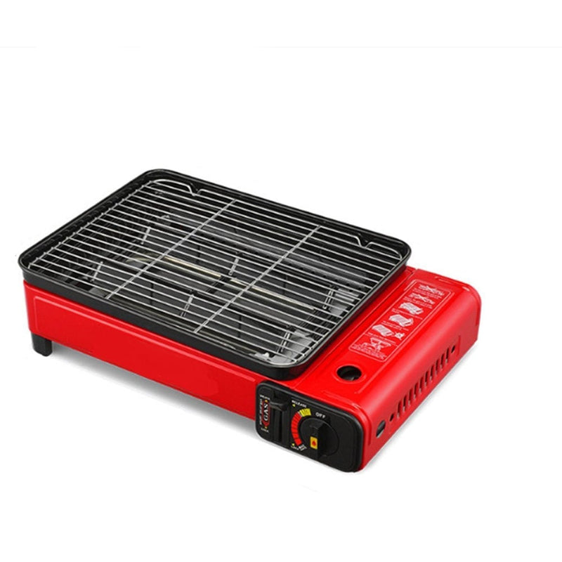 Portable Gas Stove Burner Butane BBQ Camping Gas Cooker With Non Stick Plate Orange