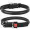 Waudog Leather Round Dog Collar  20-25CM BLACK