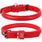 Waudog Leather Round Dog Collar  20-25CM RED