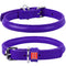 Waudog Leather Round Dog Collar  20-25CM PURPLE