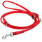 Waudog Red Leather Round Adjustable Clip Leash W10MM-L183CM