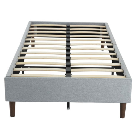 Bedframe with Wooden Slats (Light Grey) – Double