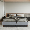 Bedframe with Wooden Slats (Light Grey) &