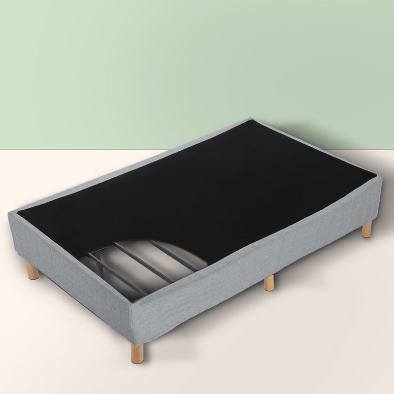 Metal Bedframe Mattress Foundation (Light Grey) &