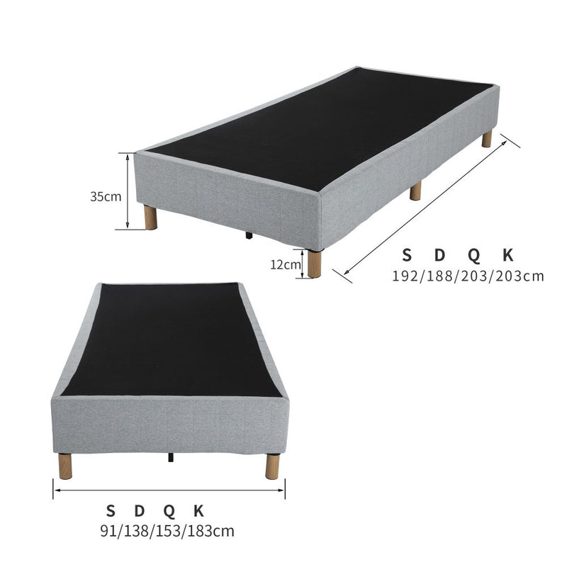 Metal Bedframe Mattress Foundation (Light Grey) &