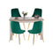 Grey Rectangular Table with Green Velvet Chairs Dining Set