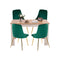 Natural Rectangular Table with Green Velvet Chairs Dining Set