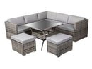 8PC Outdoor Dining Set Wicker Table &amp; Chairs-Grey