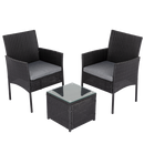 3PC Outdoor Table and Chairs Set - Black