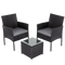 3PC Outdoor Table and Chairs Set - Black