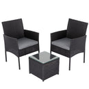 3PC Outdoor Table and Chairs Set - Black