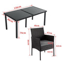 Outdoor Minimalist Black Wicker 6-Seater Dining Set