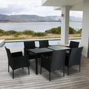 Outdoor Minimalist Black Wicker 6-Seater Dining Set