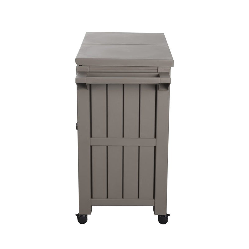 Outdoor Bar Serving Cart with Cooler Taupe