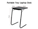 Foldable Table Adjustable Tray Laptop Desk with Removable Cup Holder-Black
