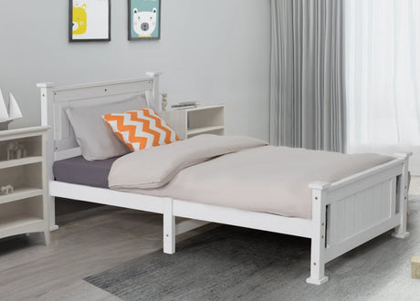 King Single Solid Pine Timber Bed Frame – White