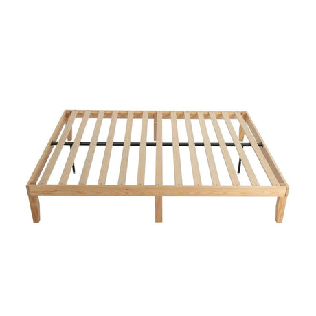 Warm Wooden Natural Bed Base Frame – Double