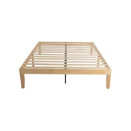 Warm Wooden Natural Bed Base Frame – Queen
