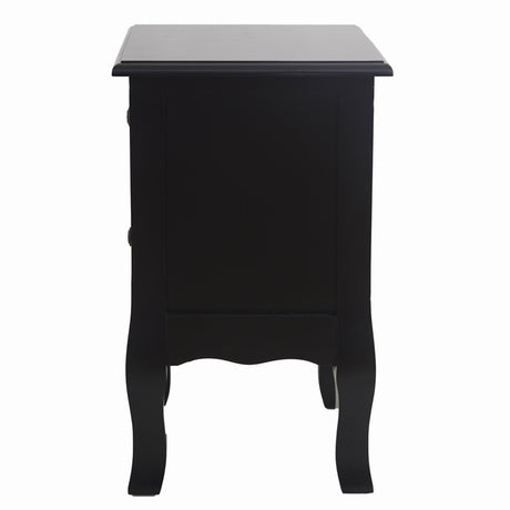 French Bedside Table Nightstand Black Set of 2