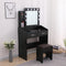 Diana Vanity Set with Shelves Cushioned Stool and Lighted Mirror- Black