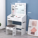 Diana Vanity Set with Shelves Cushioned Stool and Lighted Mirror- White