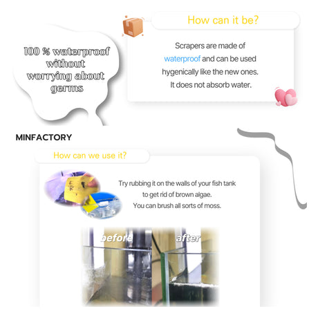 4X Minifactory Fish Tank Moss Scrubber Scraper Iron Glass Acrylic Algae Cleaner Brush