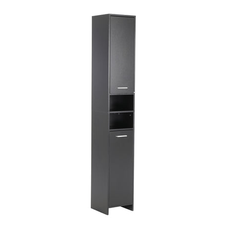 La Bella 185cm Black Bathroom Storage Cabinet Tall Slim