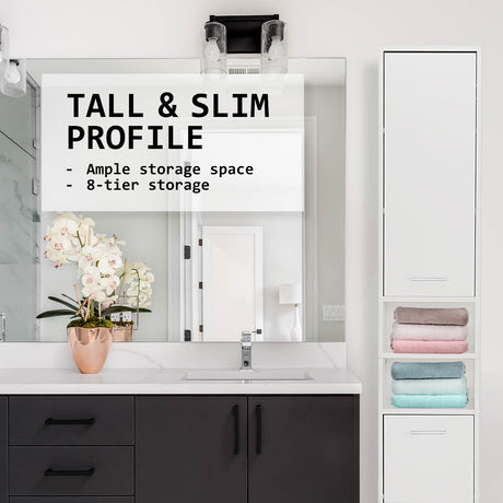 La Bella 185cm White Bathroom Storage Cabinet Tall Slim