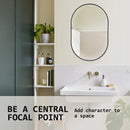 La Bella Black Wall Mirror Oval Aluminum Frame Makeup Decor Bathroom Vanity 50 x 75cm