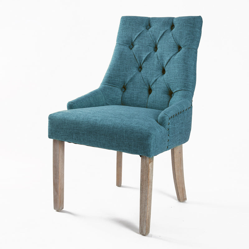 La Bella Dark Blue French Provincial Dining Chair Amour Oak Leg