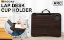 Kandaka Iron Grey Oak Lap Desk Laptop Tablet Stand Cushioned Lapdesk Cup Holder