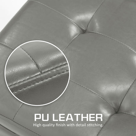 La Bella 102cm Grey Storage Ottoman Stool Leather