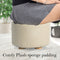 La Bella 2 Set Beige Fabric Ottoman Round Wooden Leg Foot Stool