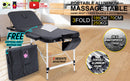 Forever Beauty Black Portable Beauty Massage Table Bed Therapy Waxing 3 Fold 70cm Aluminium