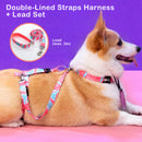 Banhamsisun S Dog Double-Lined Straps Harness and Lead Set Leash Adjustable No Pull