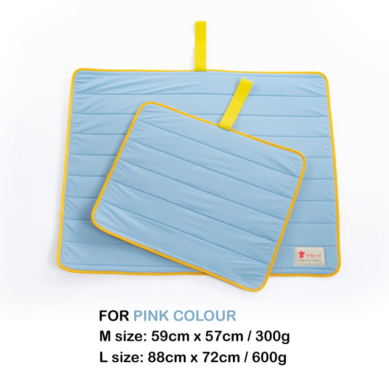 Banhamsisun L Blue Pet Dog Cooling Mat Non-Slip Travel Roll Up Cool Pad Bed Outdoor