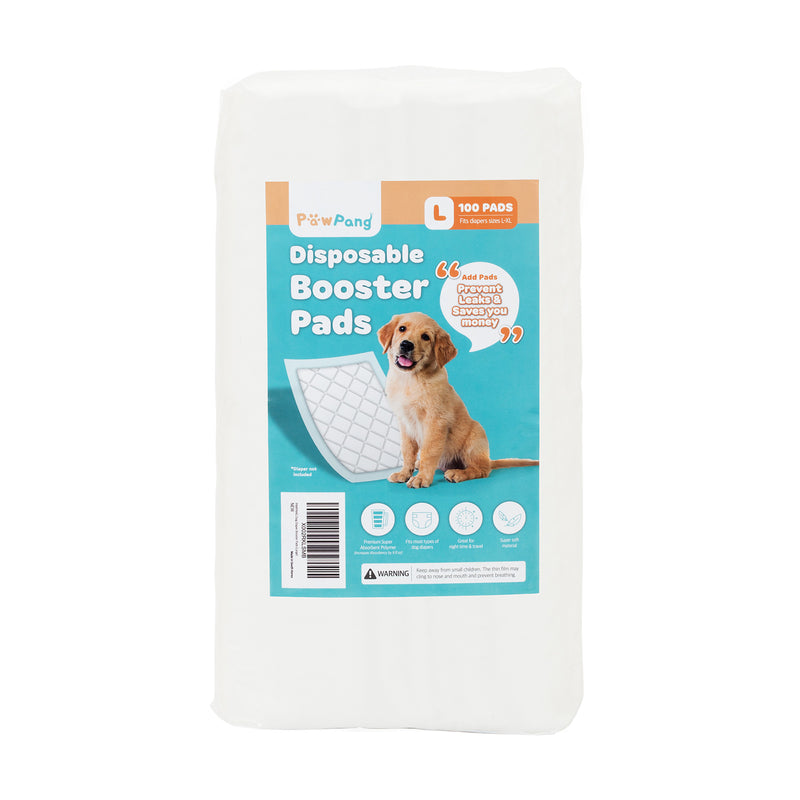 PawPang 100 Ct L Pet Dog Diaper Liners Booster Pads Disposable Adhesive