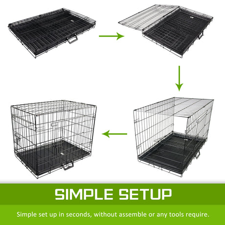 Paw Mate Wire Dog Cage Foldable Crate Kennel 30in with Tray