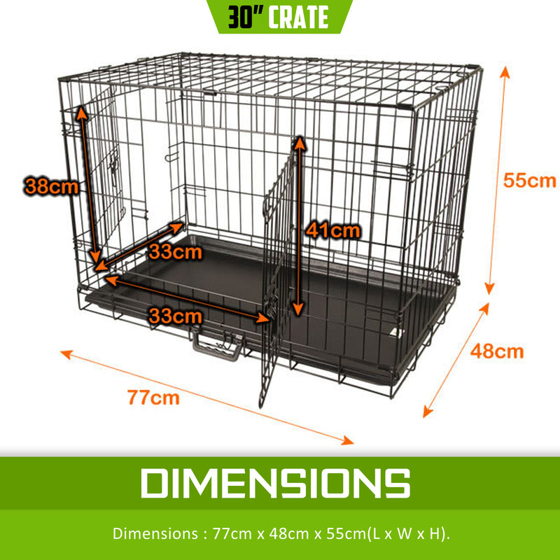 Paw Mate Wire Dog Cage Foldable Crate Kennel 30in with Tray