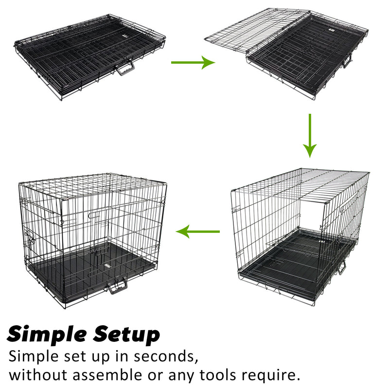 Paw Mate Wire Dog Cage Foldable Crate Kennel 30in with Tray + Cushion Mat Combo