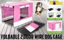 Paw Mate Wire Dog Cage Foldable Crate Kennel 36in with Tray + Pink Cover Combo