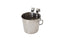 946ml Stainless Steel Pet Parrot Feeder Dog Cat Bowl Water Bowls Flat Sided Bucket with Riveted Hooks