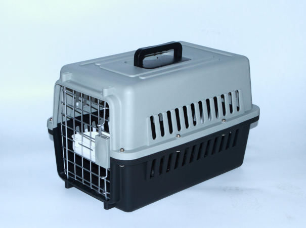 Small Dog Cat Crate Pet Airline Carrier Cage With Bowl and Tray-Black